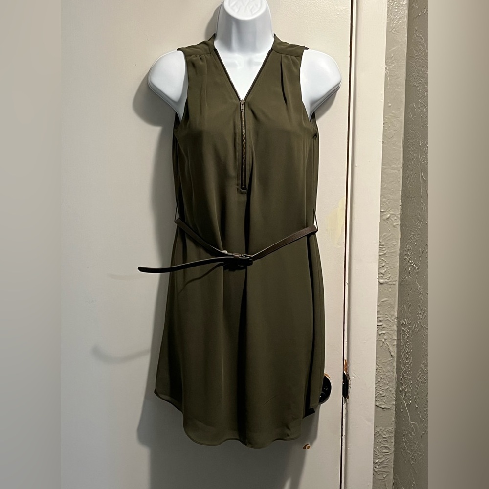 Olive Green Zipper Front Dress